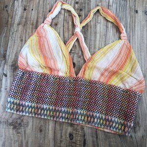 Anthropologie Rainbow Smocked Summertime Crop Top